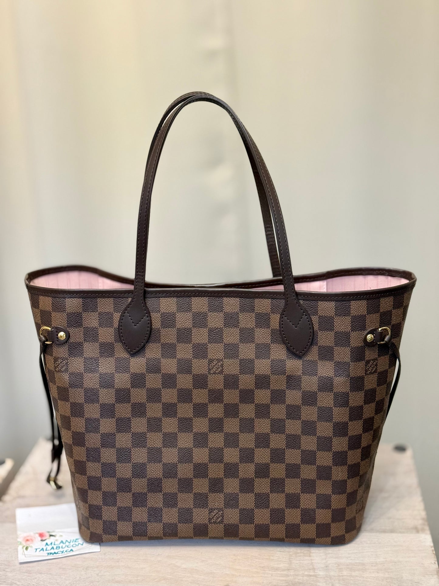 Louis Vuitton Neverfull MM Damier Ebene Rose Ballerine