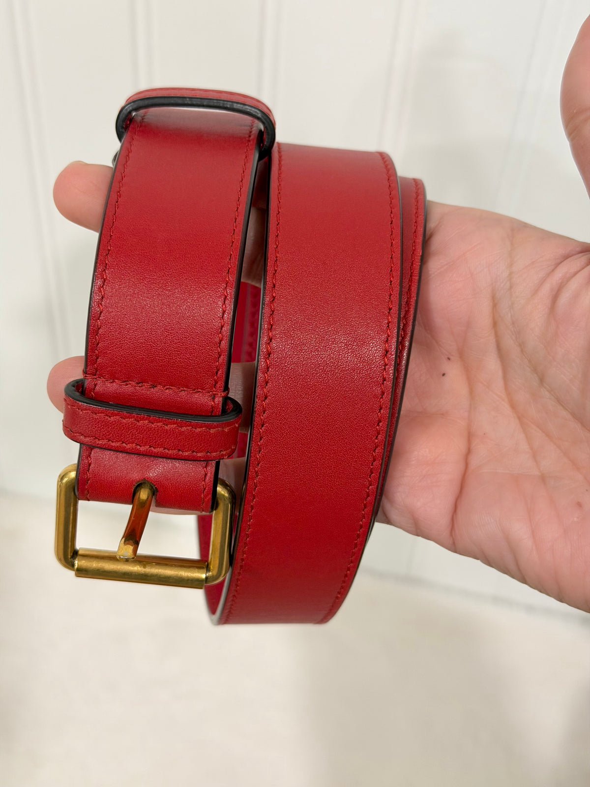 Gucci GG Marmont Matelassé Belt Bag Hibiscus Red Aged Gold-tone HW