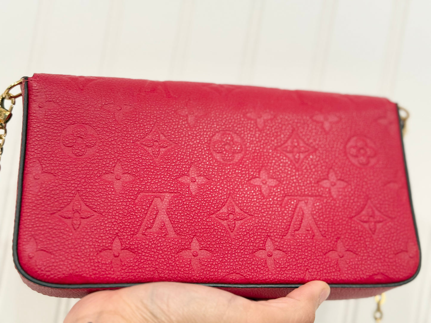 Louis Vuitton Felicie Pochette Mono Empreinte Scarlet Red