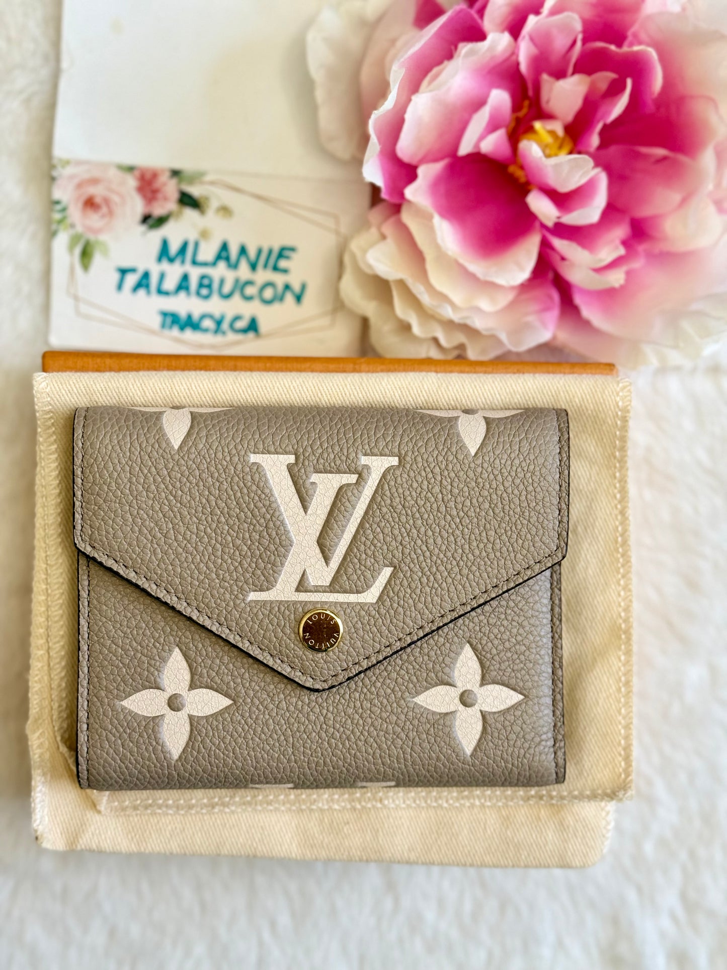 Louis Vuitton Victorine Giant Empreinte Bicolor Dove/Creme Wallet ~ BRAND NEW!