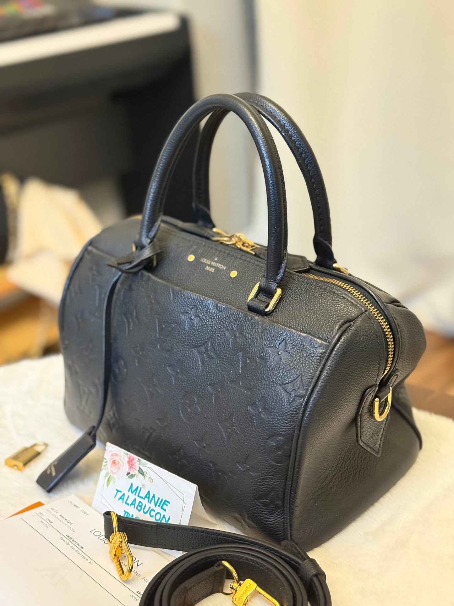 Louis Vuitton Speedy 25 Bandouliere Mono Empreinte Black/Noir