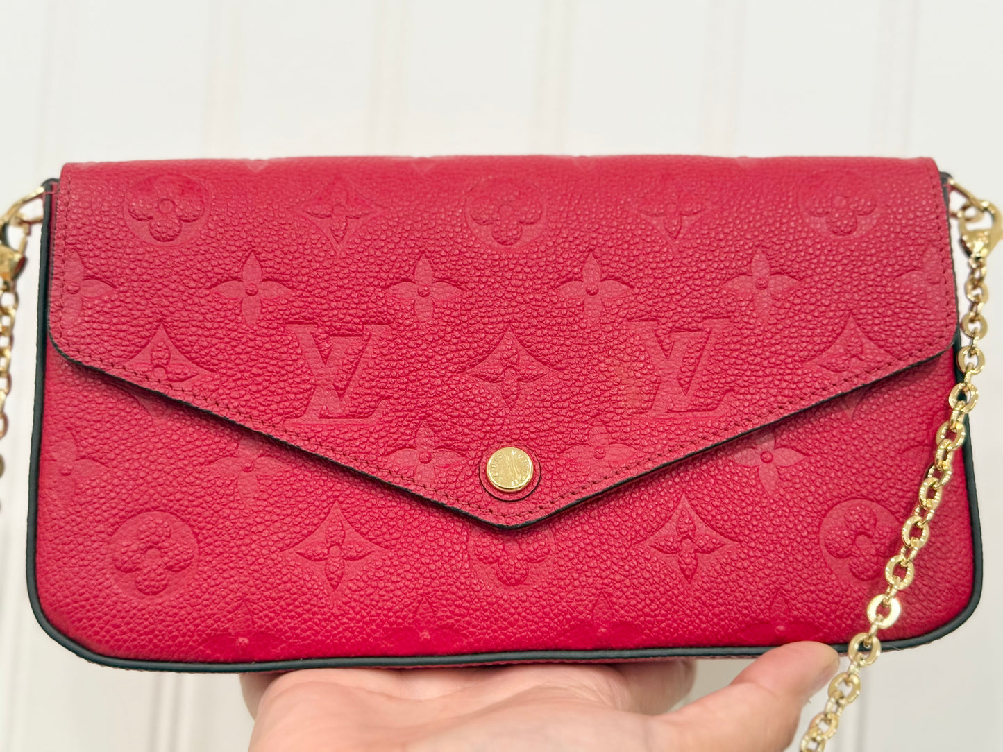 Louis Vuitton Felicie Pochette Mono Empreinte Scarlet Red