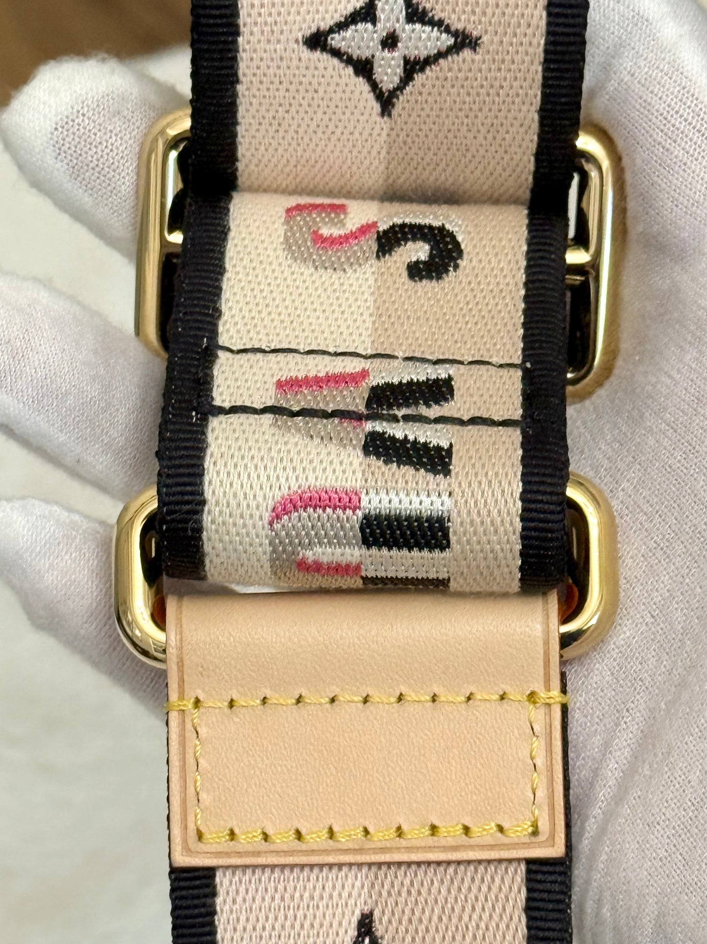 Louis Vuitton Speedy Bandouliere 20 Mono with Black/Pink Adjustable Strap