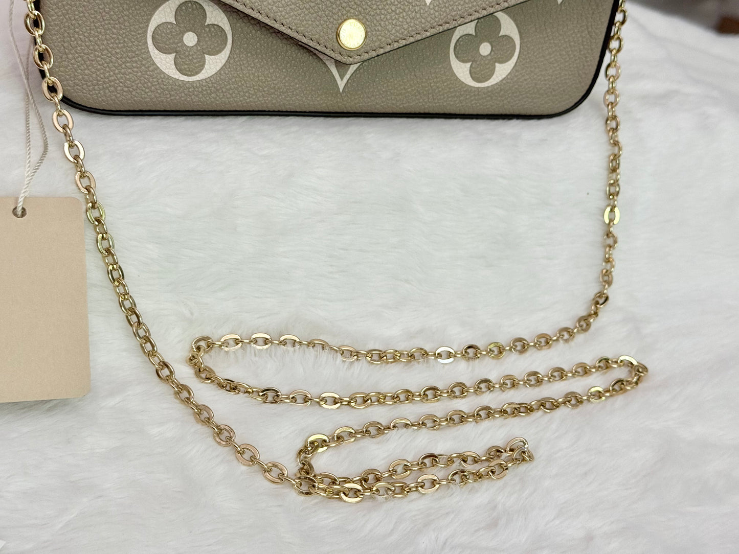 Louis Vuitton Felicie Pochette Giant Mono Empreinte Bicolor Dove Cream