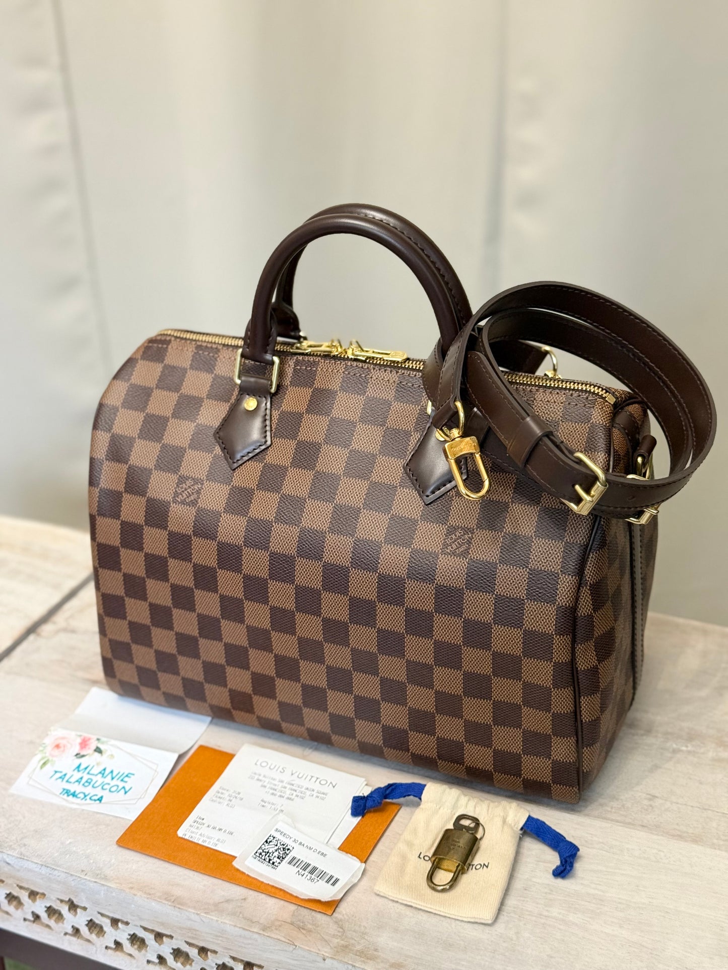 Louis Vuitton Speedy 30 Bandouliere Damier Ebene