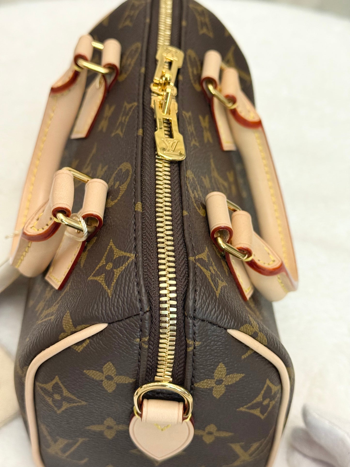 Louis Vuitton Speedy Bandouliere 20 Mono with Black/Pink Adjustable Strap