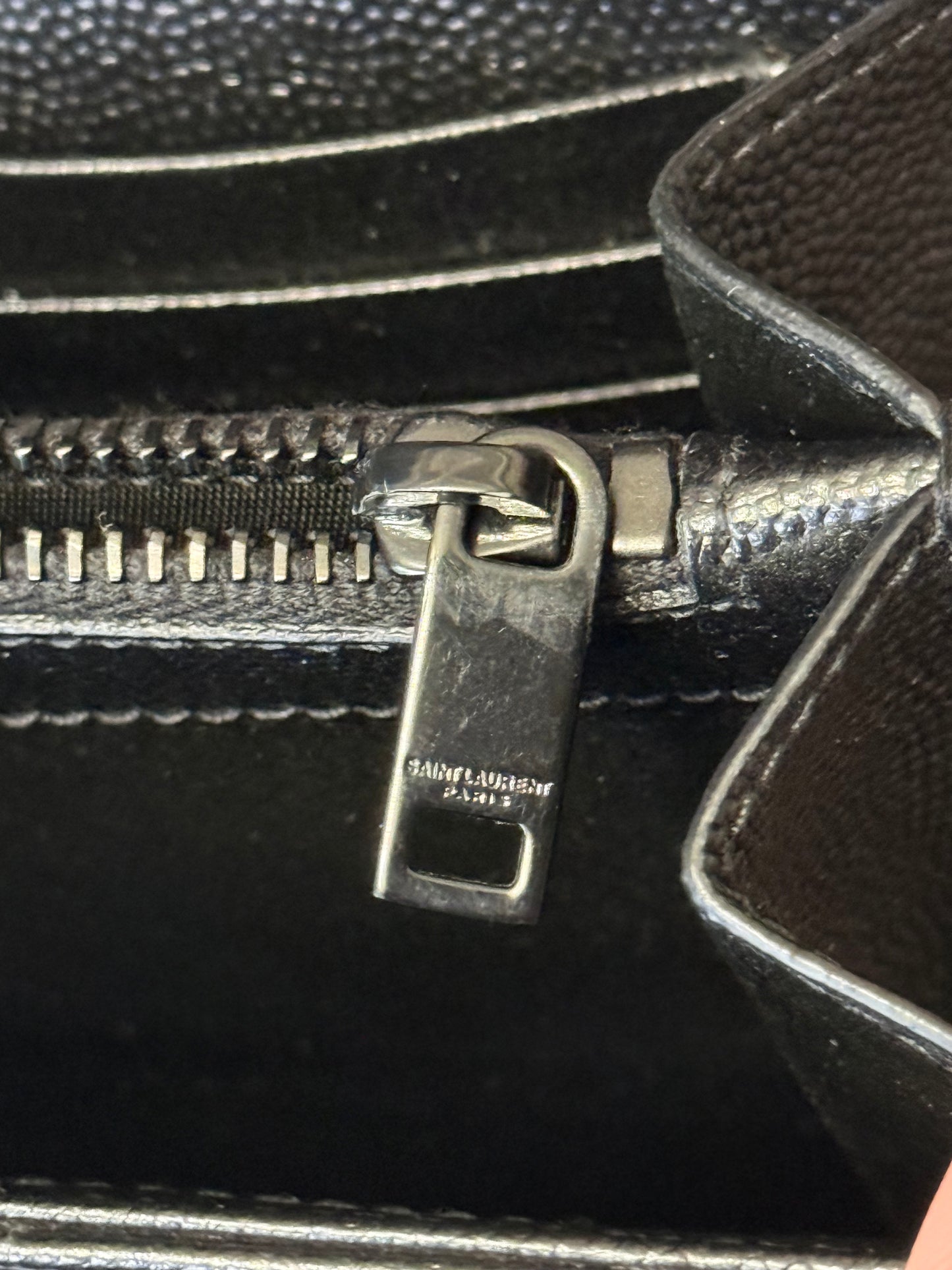 Yves Saint Laurent YSL Classic Cassandre Wallet on Chain in Black Grained de Poudre Leather Black HW