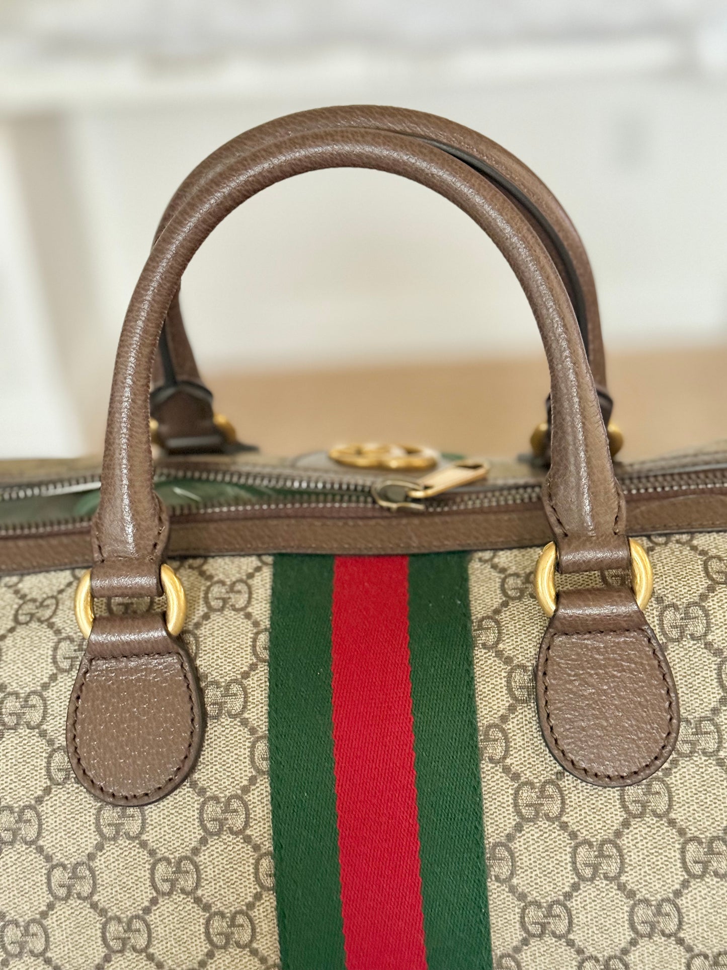 Gucci Ophidia GG Carry-On Supreme Beige Canvas Duffel/Luggage