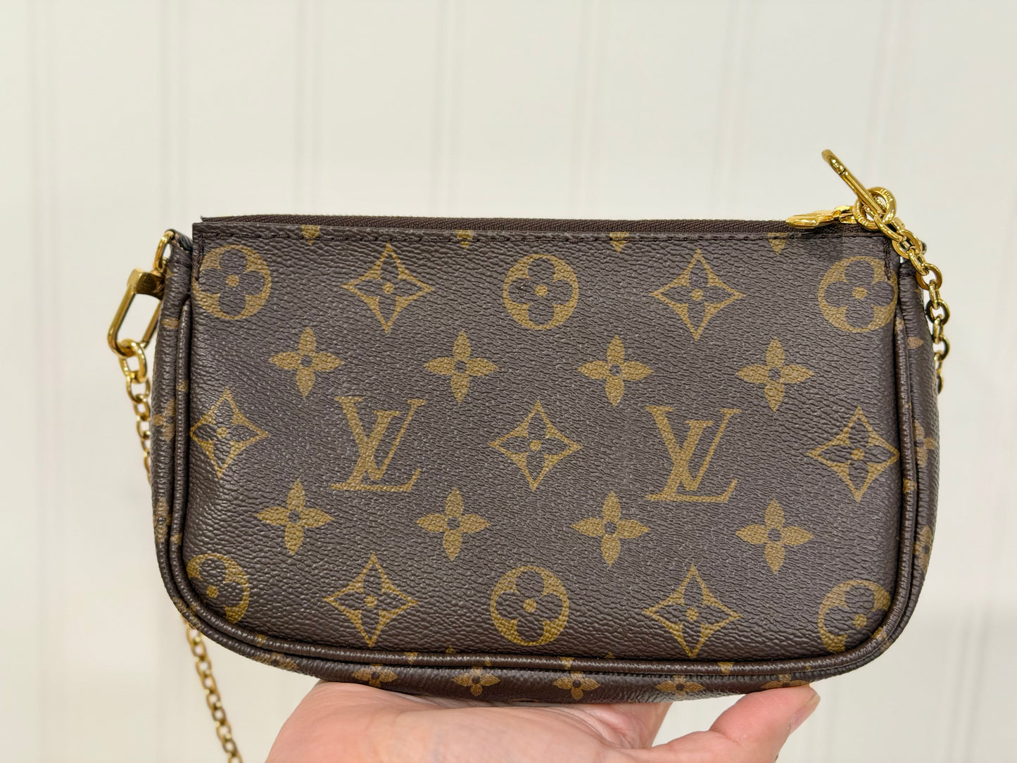 Louis Vuitton Multi Pochette Mono with Pink/Rose Adjustable Jacquard Strap