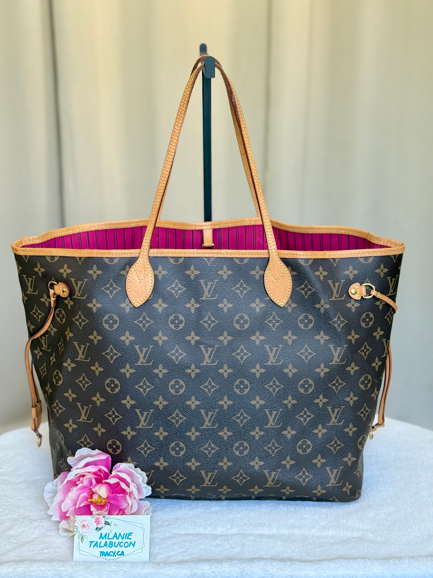 Louis Vuitton Neverfull GM Mono Pivoine Bag and Pouch