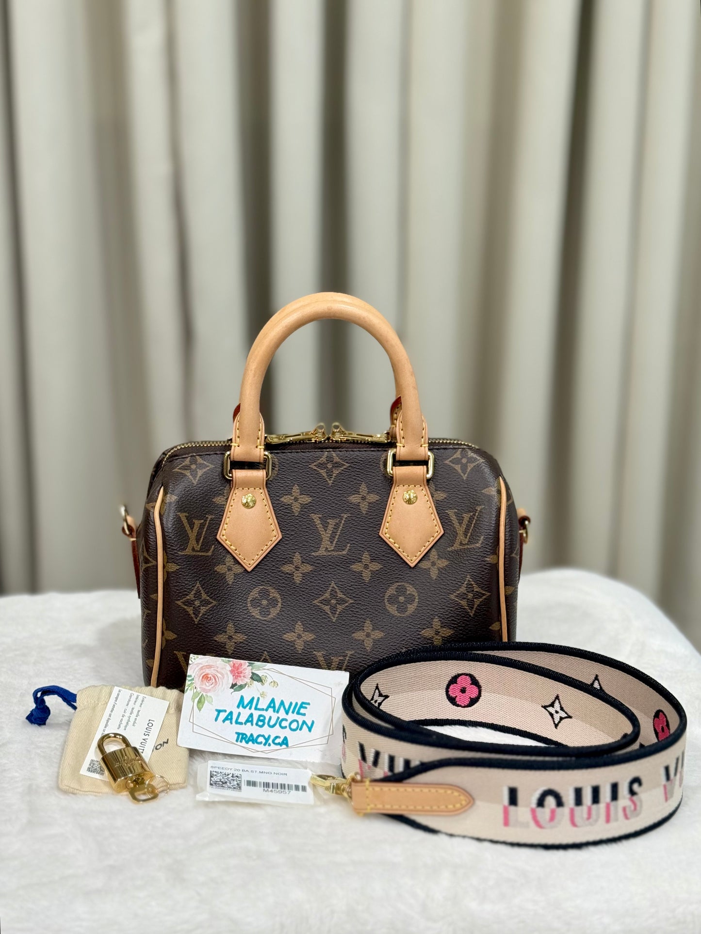 Louis Vuitton Speedy Bandouliere 20 Mono with Black/Pink Strap
