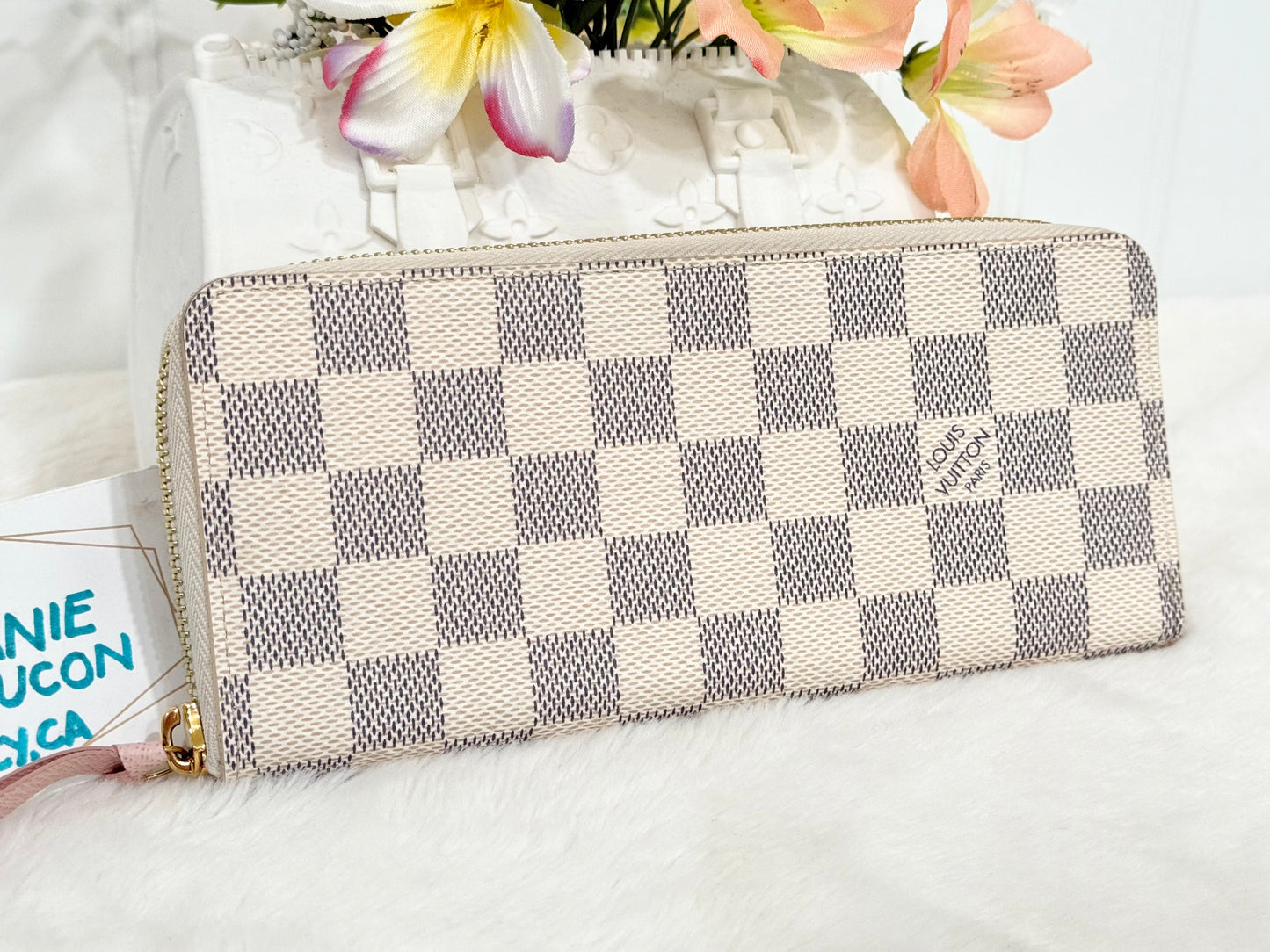 Louis Vuitton Clemence Damier Azur Rose Ballerine Wallet