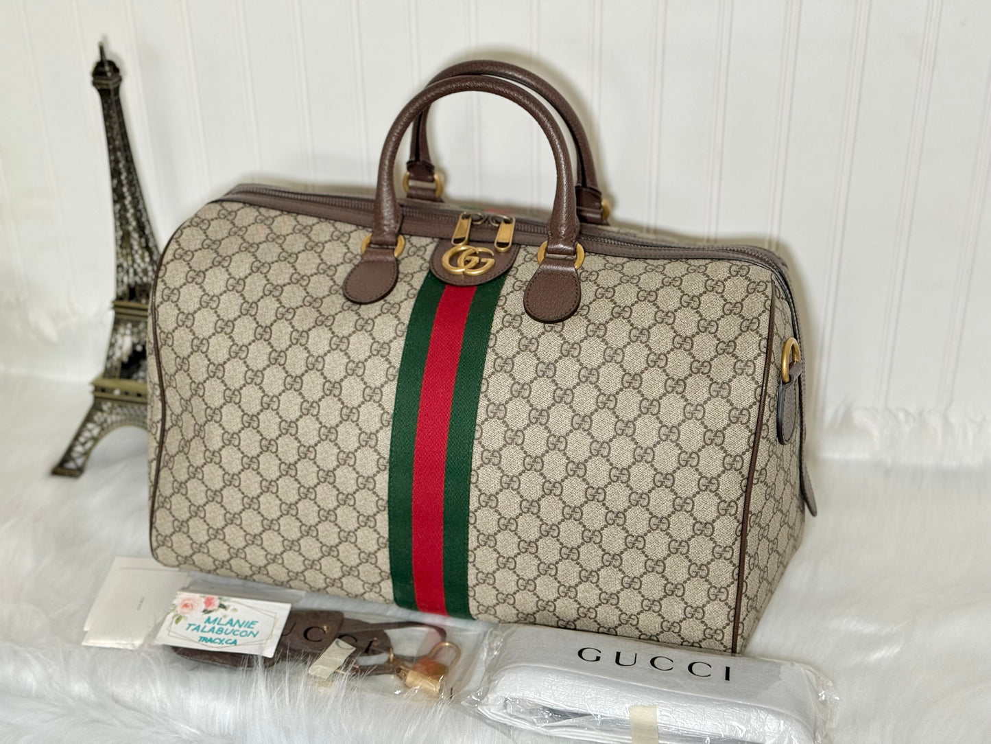 Gucci Ophidia GG Carry-On Supreme Beige Canvas Duffel/Luggage