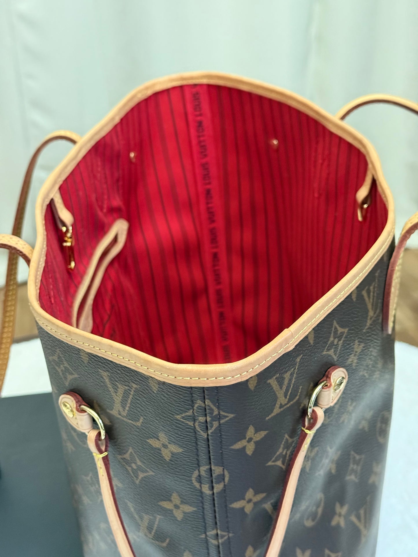 Louis Vuitton Neverfull MM Mono Cherry Bag and Pouch