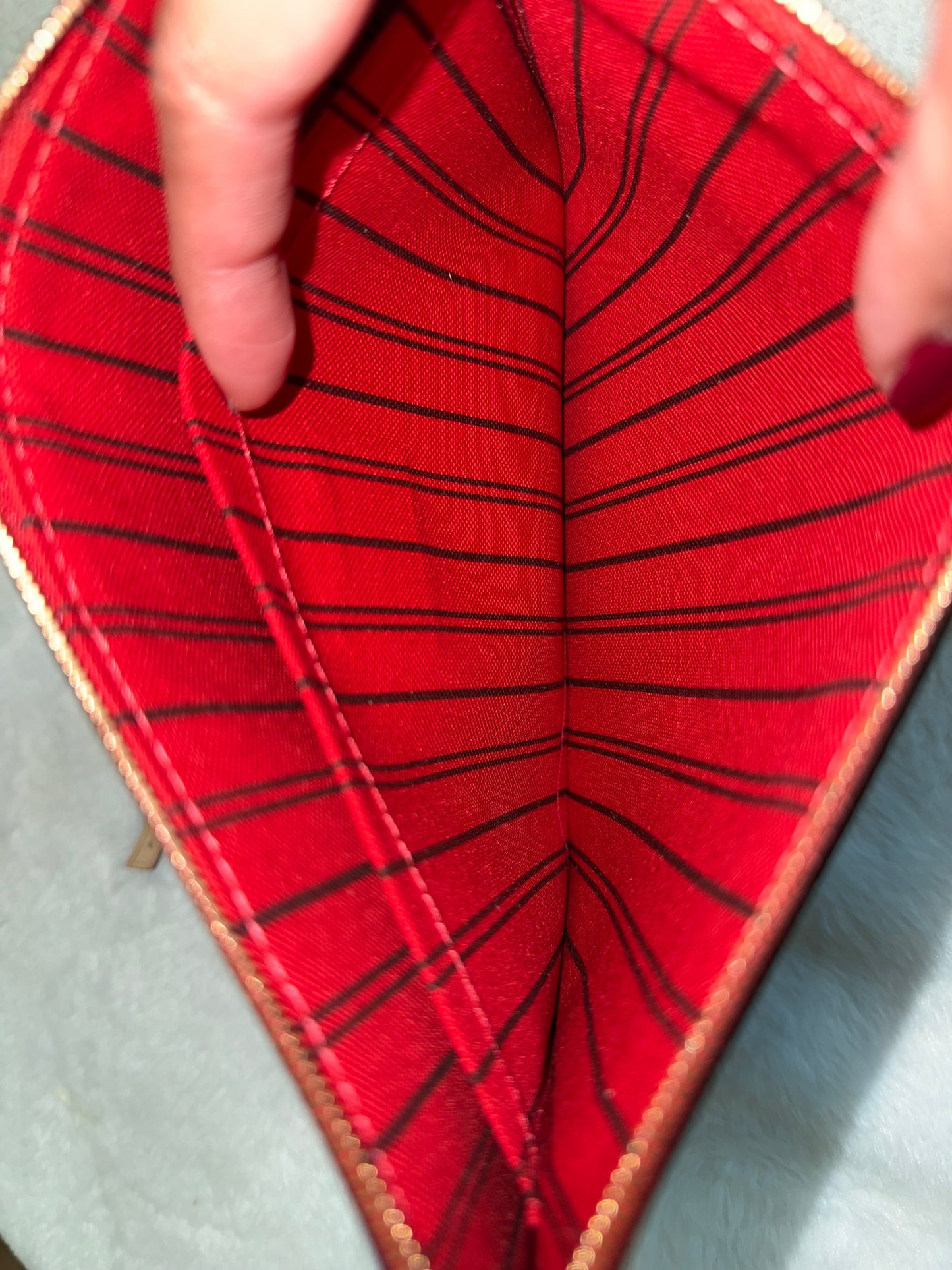 Louis Vuitton Neverfull MM Mono Cherry Bag and Pouch