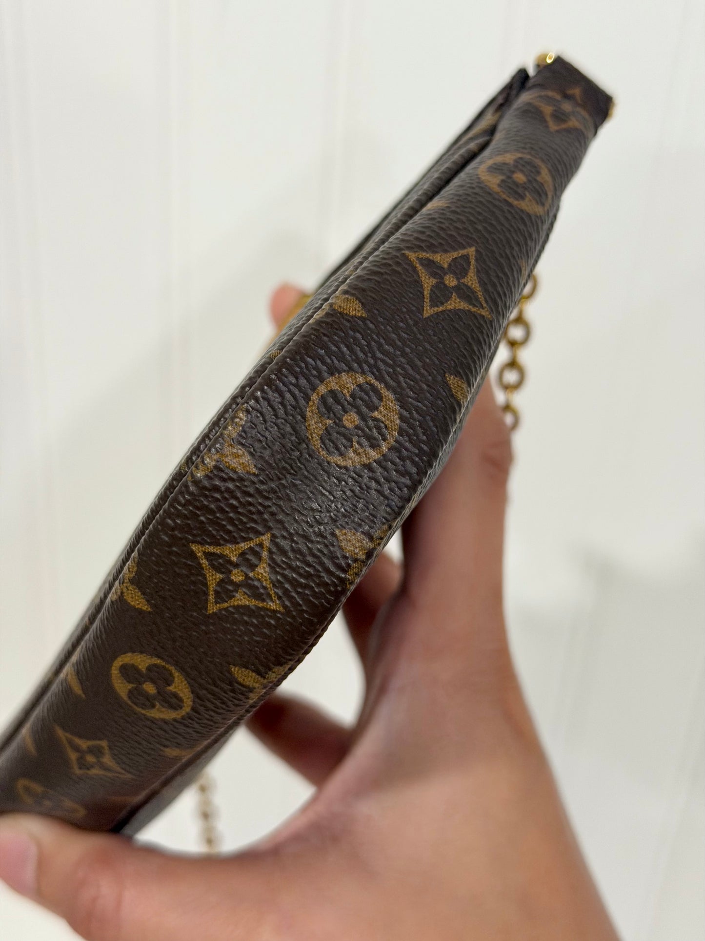 Louis Vuitton Multi Pochette Mono with Pink/Rose Adjustable Jacquard Strap
