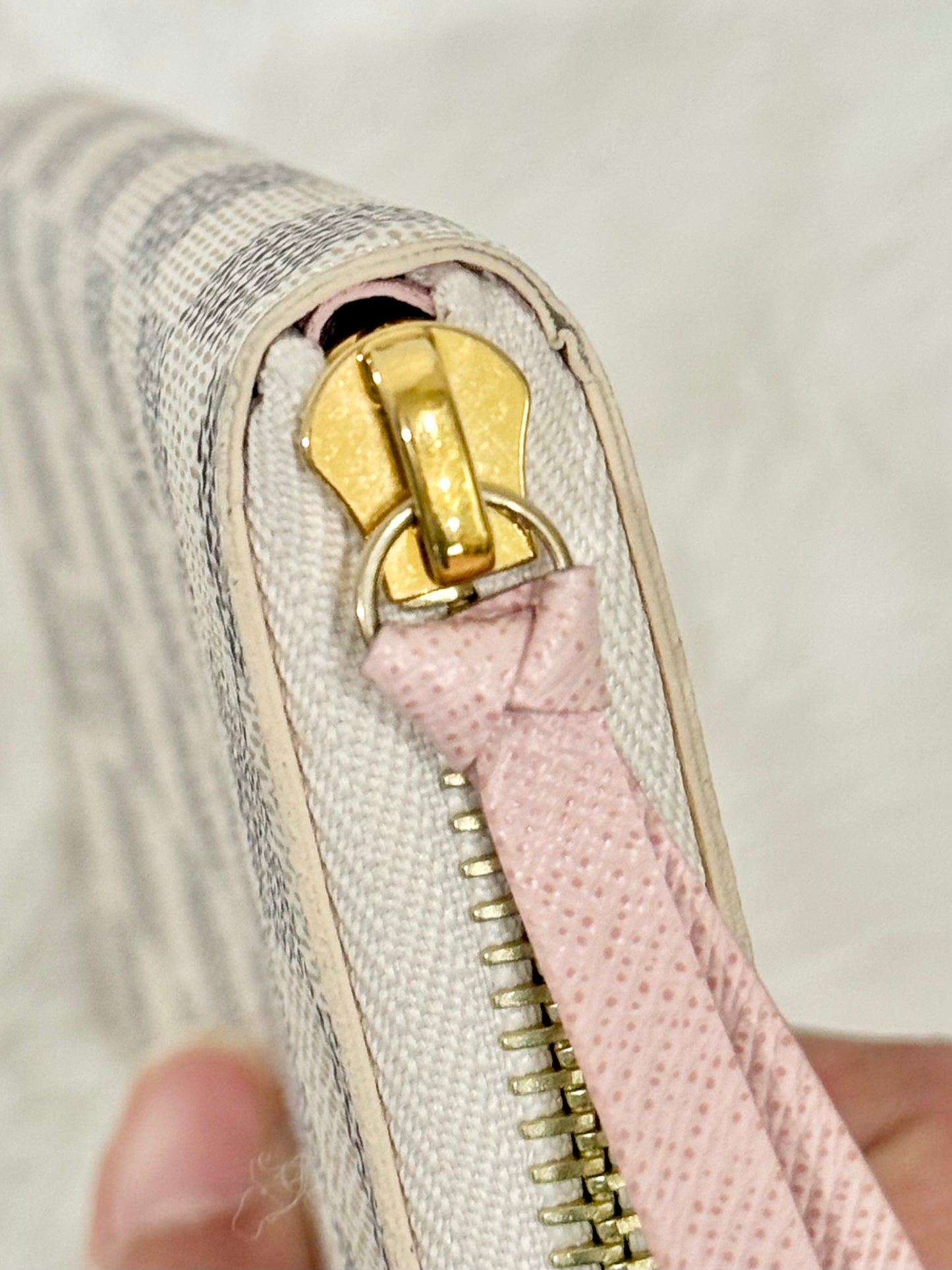 Louis Vuitton Clemence Damier Azur Rose Ballerine Wallet