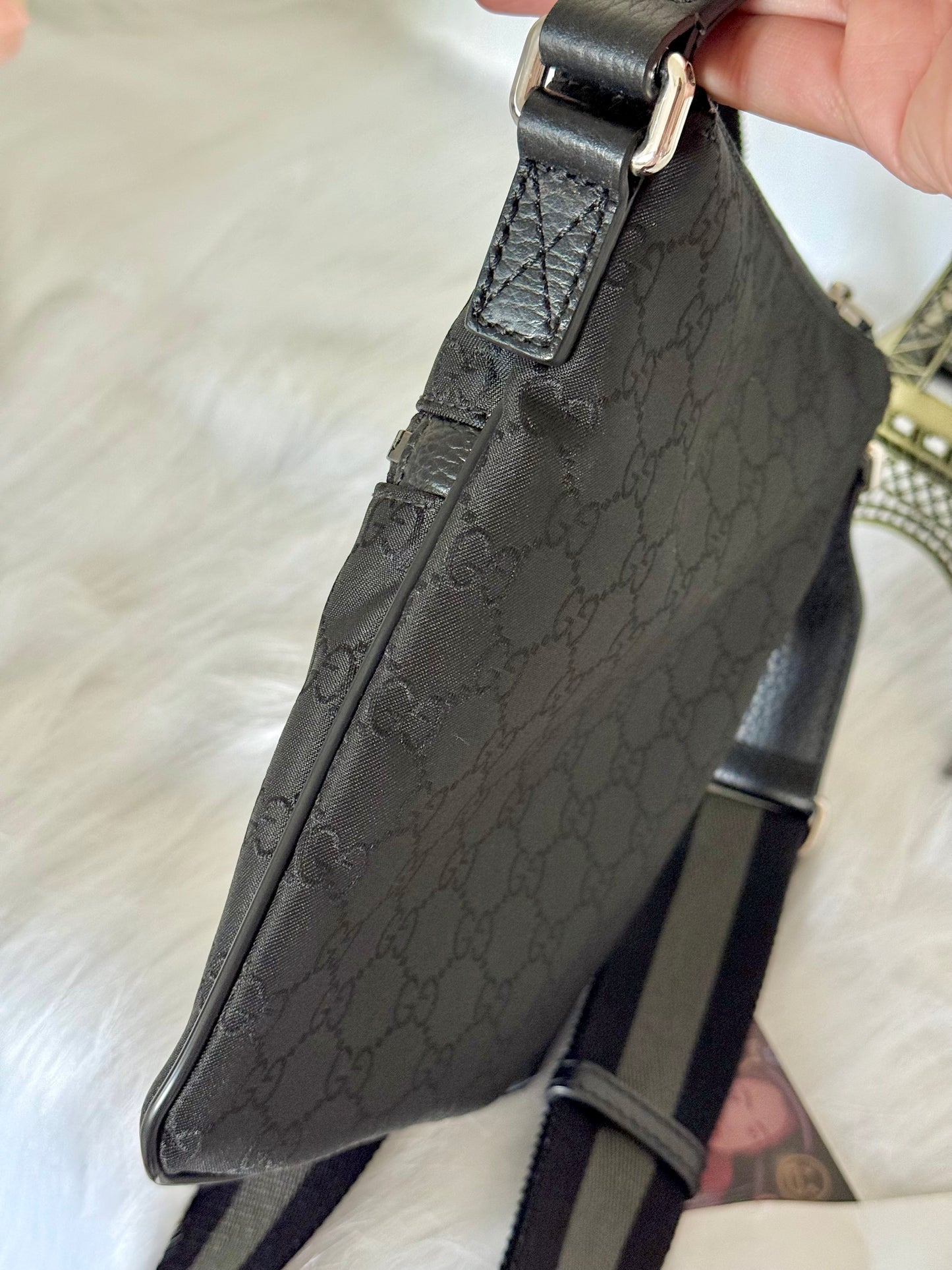 Gucci Nylon GG Canvas Messenger Bag Black 449183