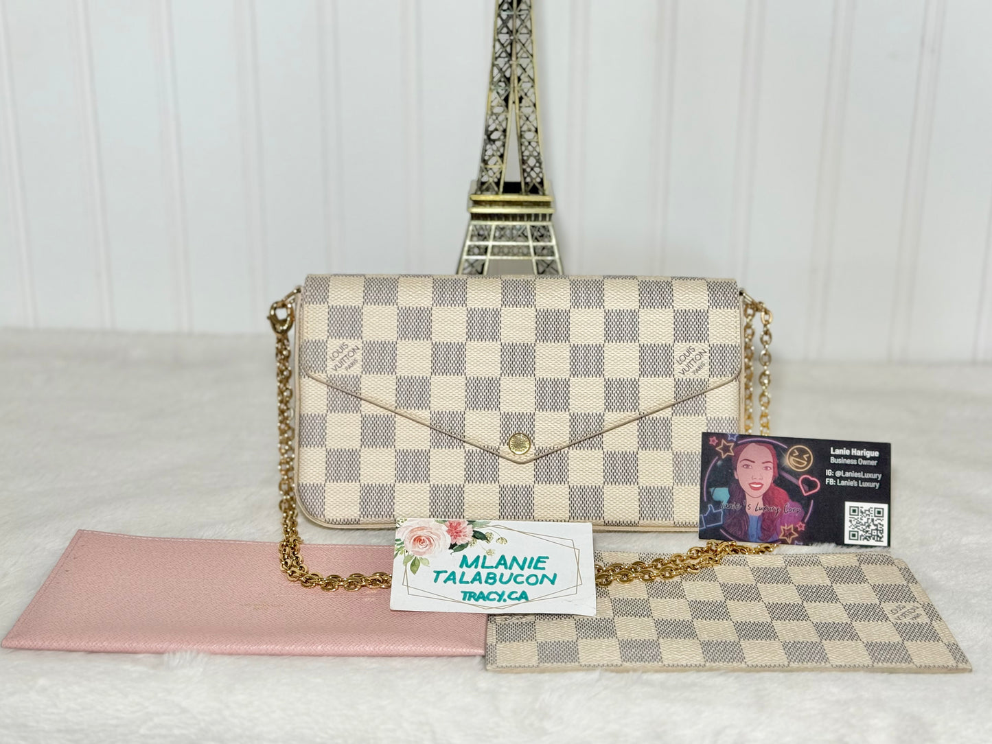 Louis Vuitton Pochette Felicie Damier Azur Rose Ballerine
