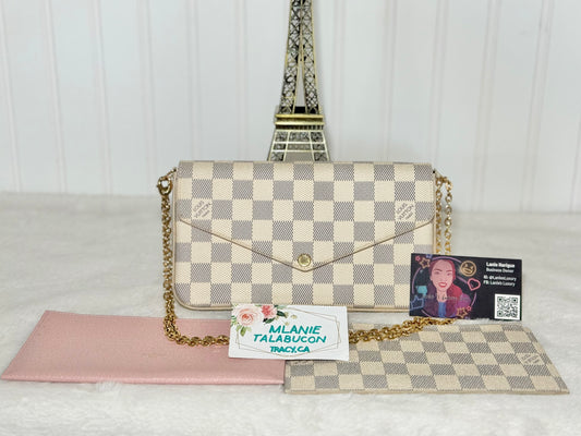 Louis Vuitton Pochette Felicie Damier Azur Rose Ballerine