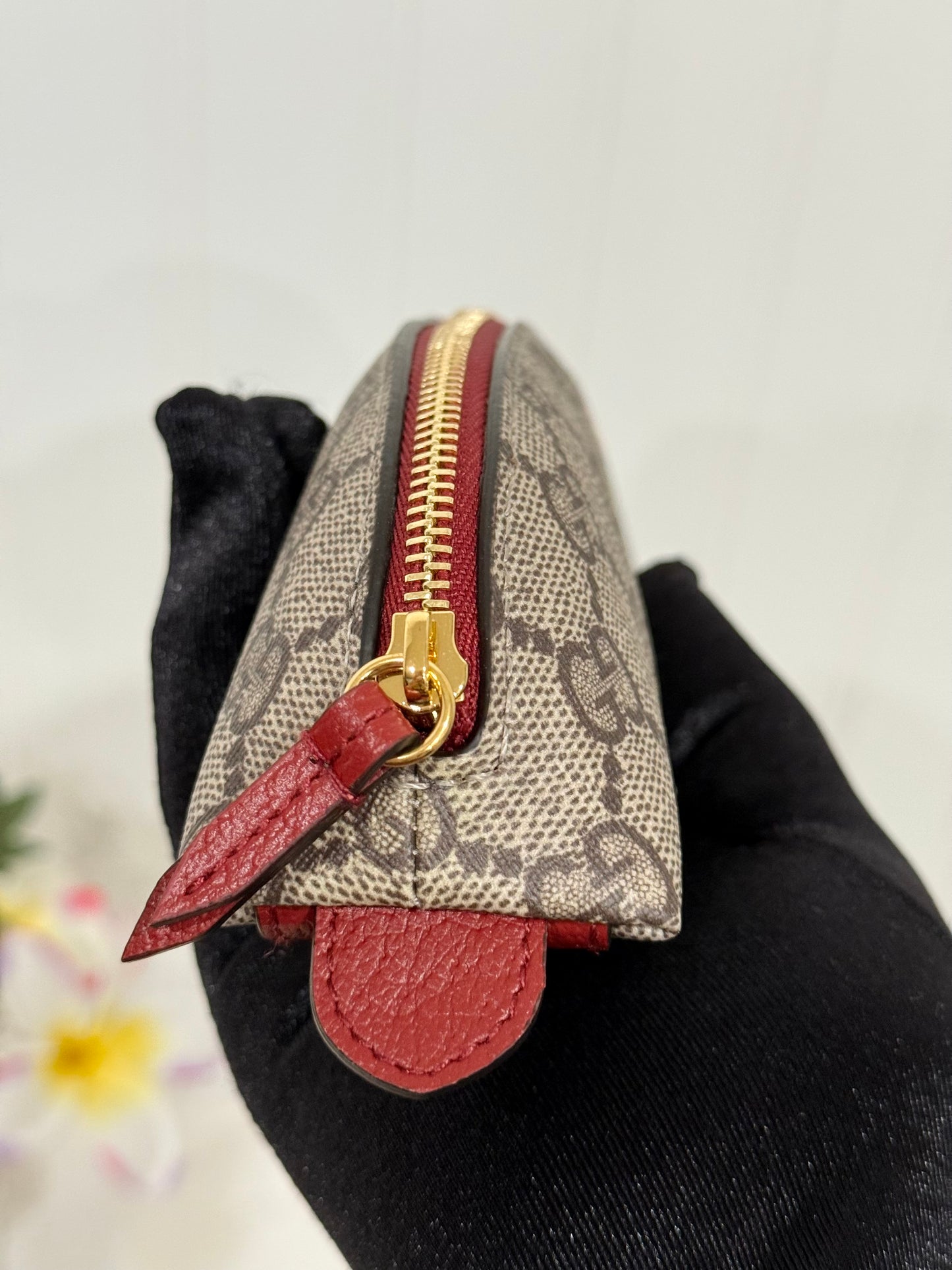 Gucci Beige/Ebony GG Coated Canvas Fabric Cat Pencil Case