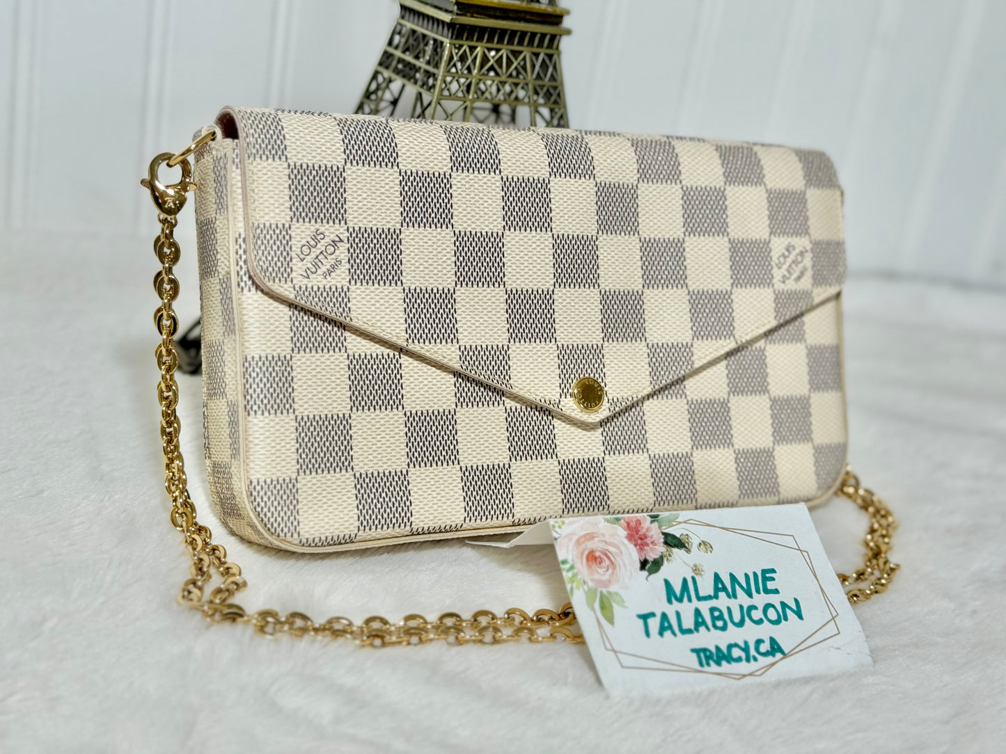 Louis Vuitton Pochette Felicie Damier Azur Rose Ballerine