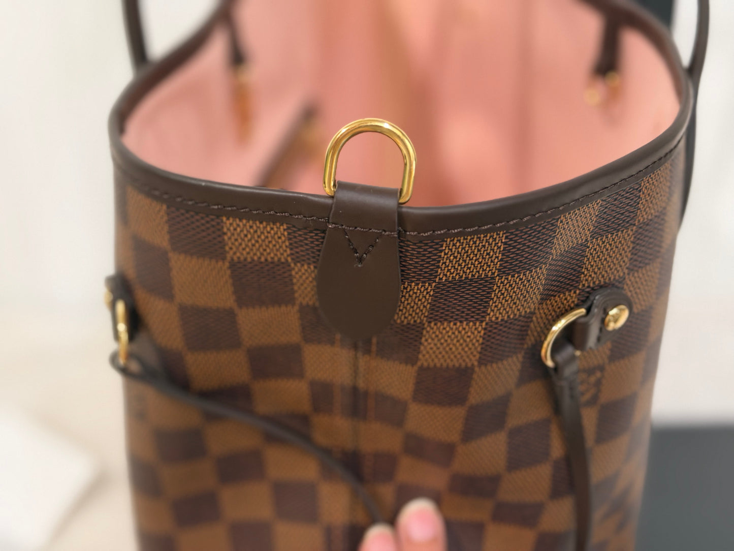 Louis Vuitton Neverfull MM Braided Damier Ebene Rose Quartz