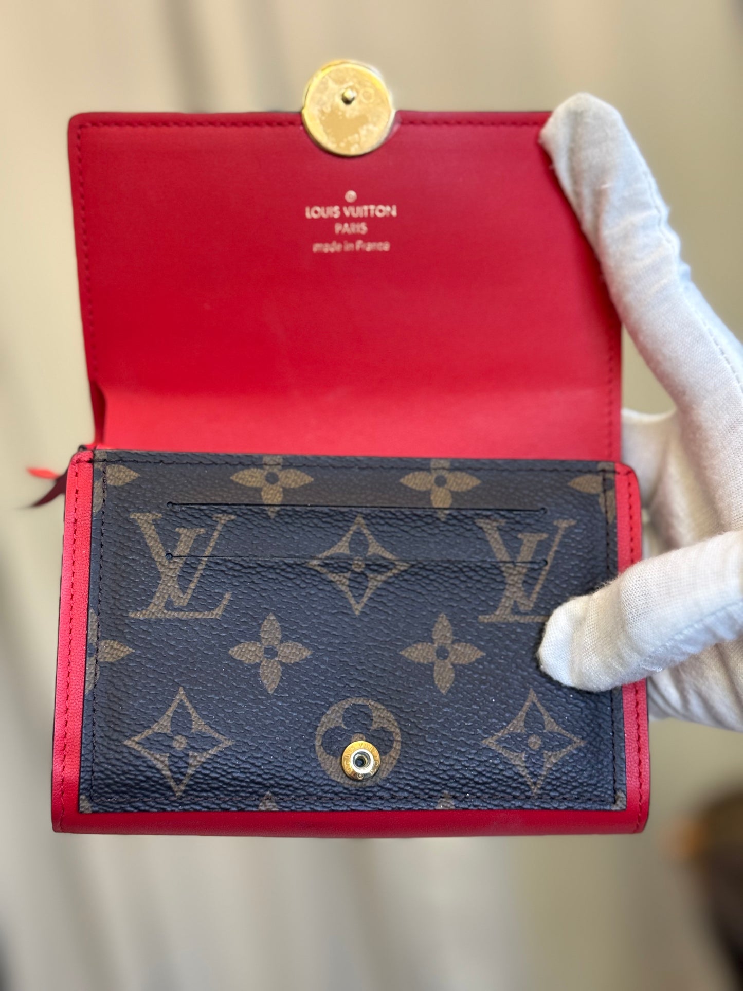 Louis Vuitton Flore Small/Compact Mono with Red Leather Wallet