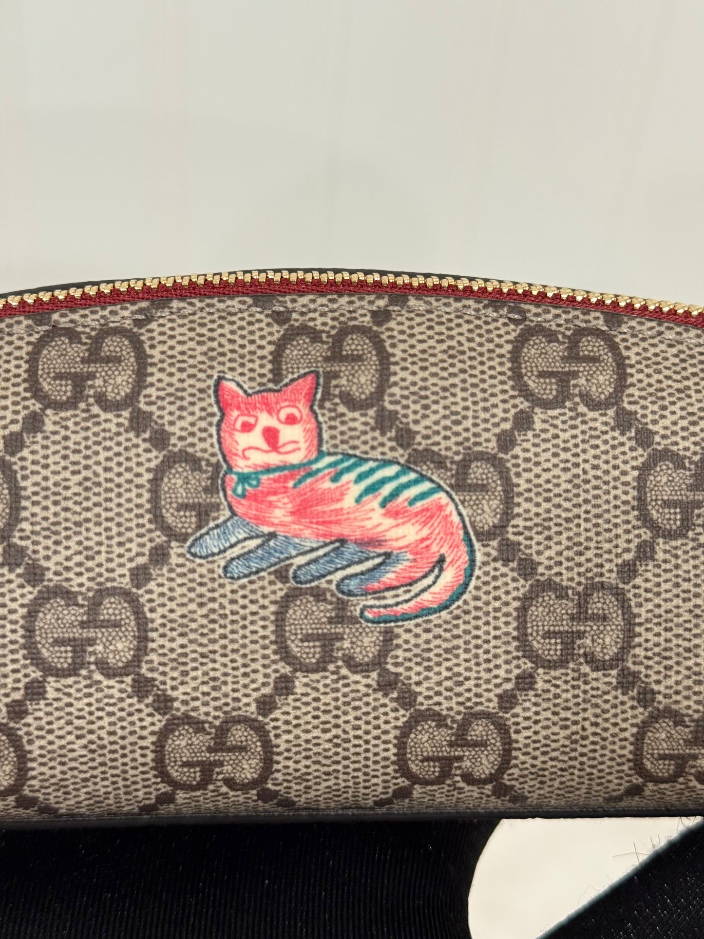 Gucci Beige/Ebony GG Coated Canvas Fabric Cat Pencil Case