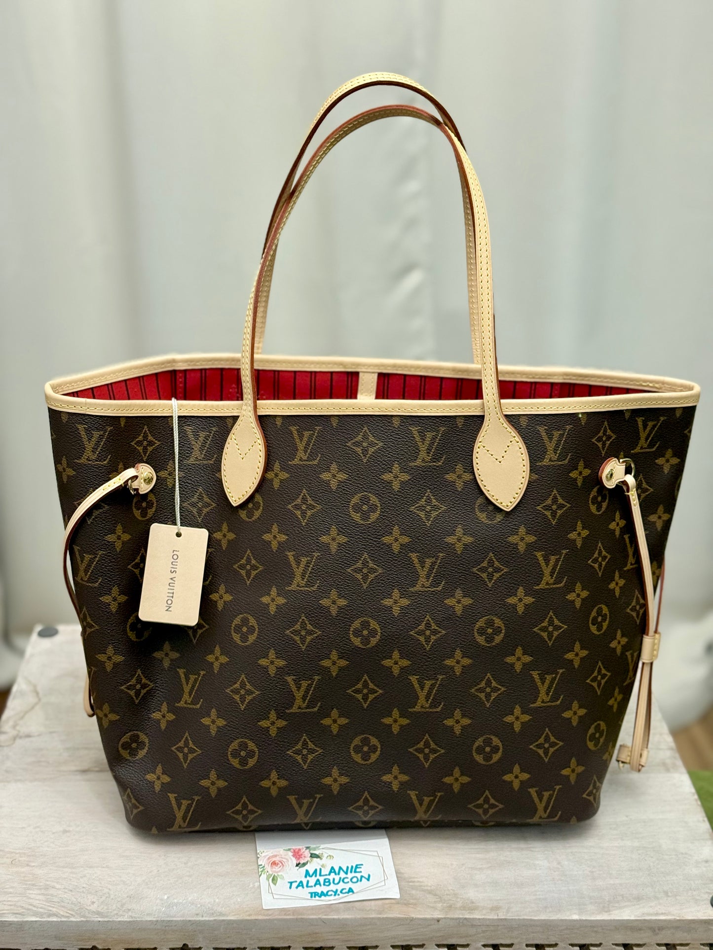 Louis Vuitton Neverfull MM Mono Cerise Bag Only