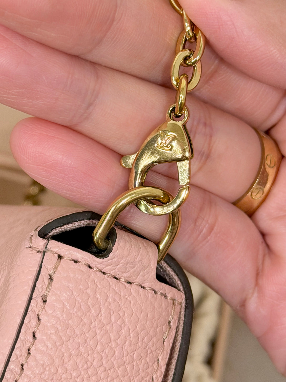 Louis Vuitton Felicie Pochette Empreinte Rose Poudre with Inserts