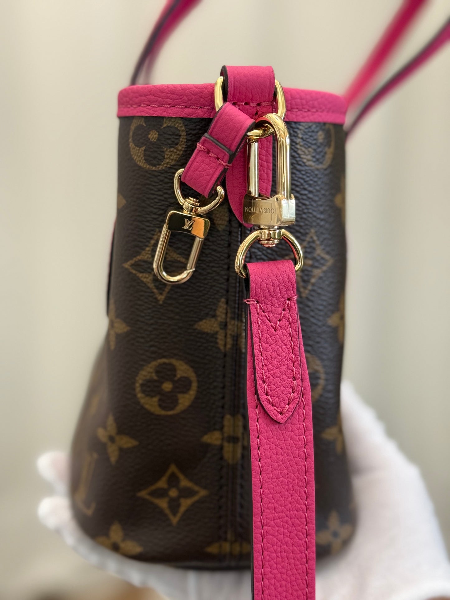 Louis Vuitton Neverfull BB Inside Out Bandouliere Rose Pondichery