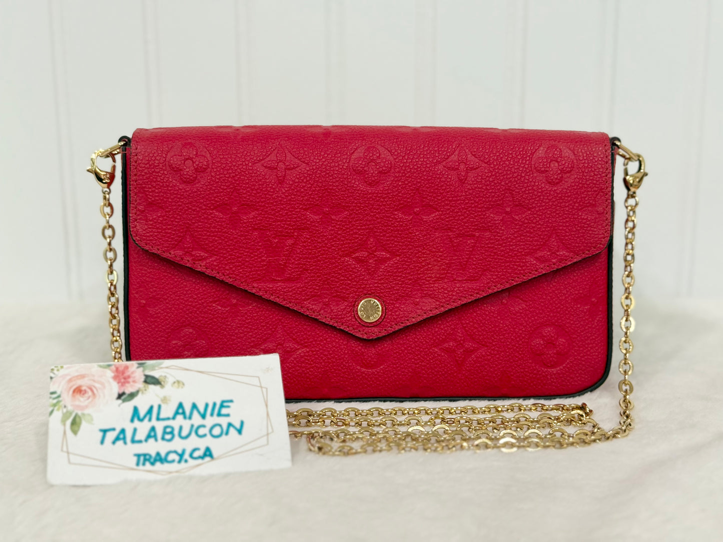 Louis Vuitton Felicie Pochette Mono Empreinte Scarlet Red