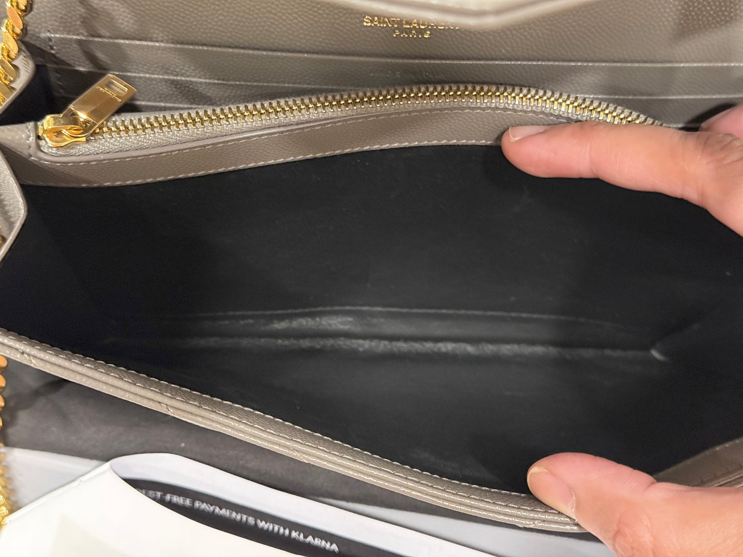 YSL Cassandre Wallet on Chain Fog Grained Leather with Gold HW