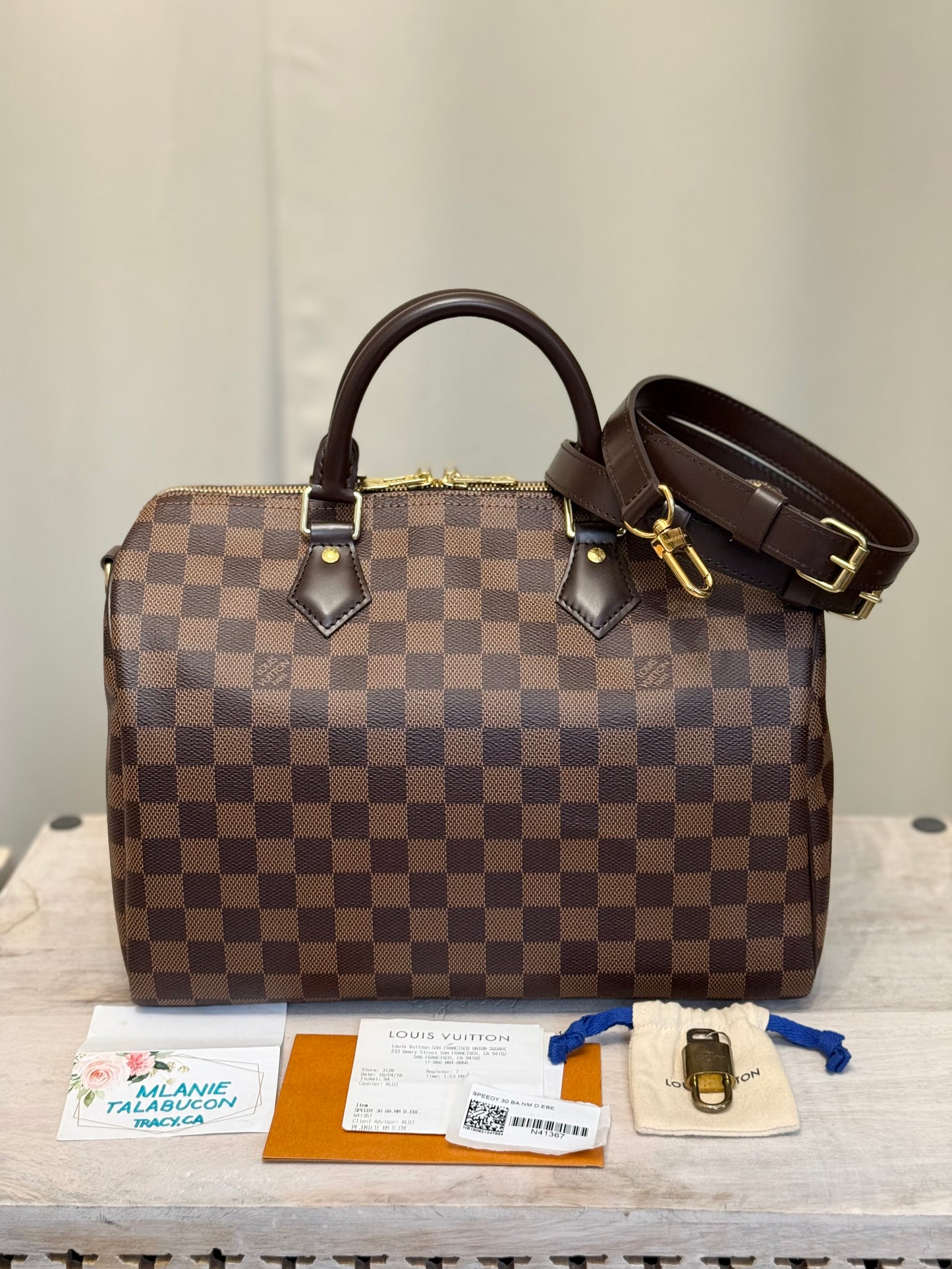 Louis Vuitton Speedy 30 Bandouliere Damier Ebene