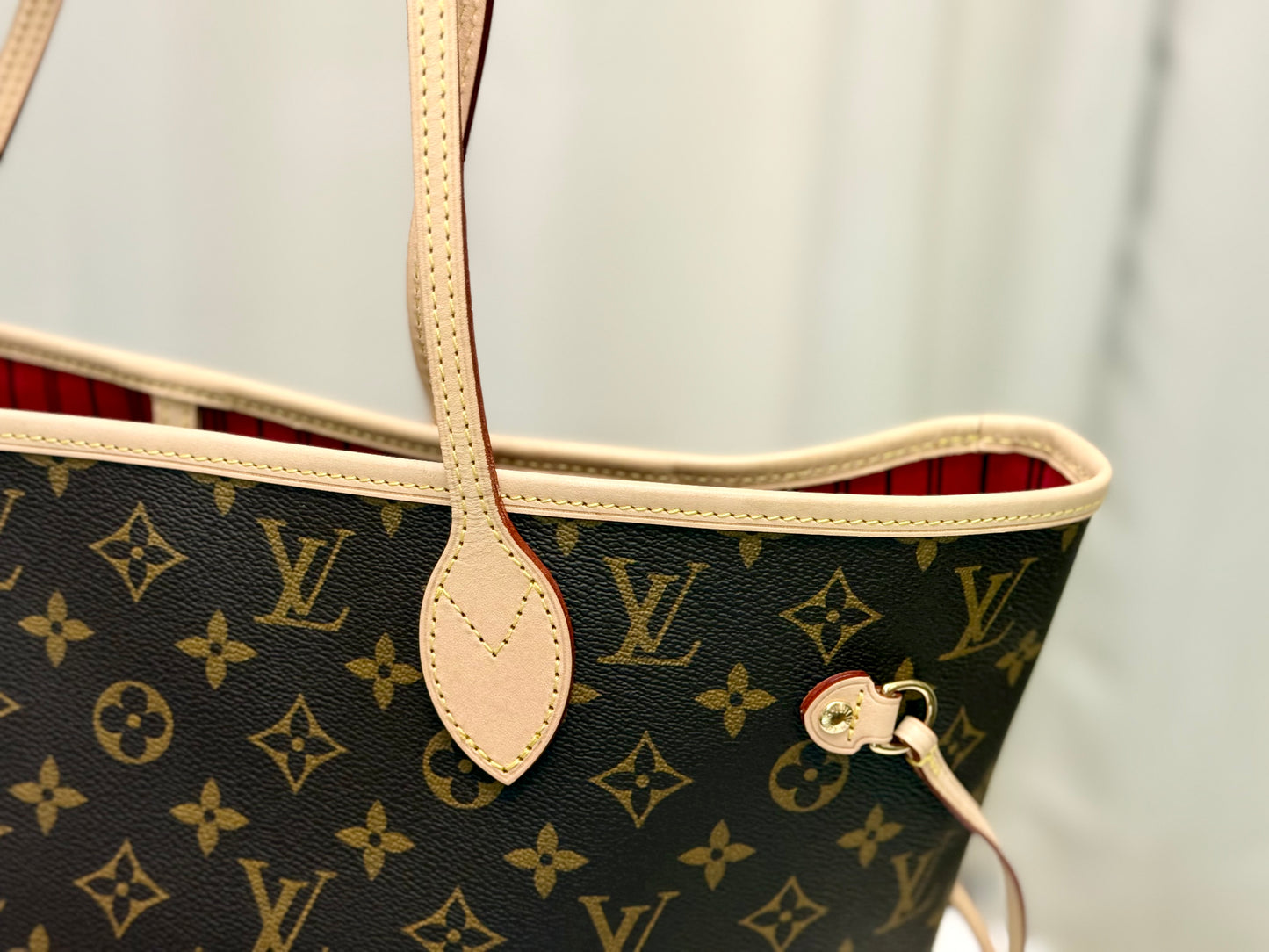Louis Vuitton Neverfull MM Mono with Cerise Interior