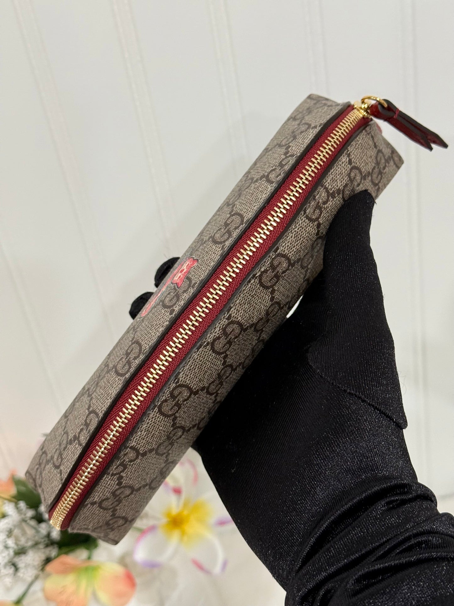 Gucci Beige/Ebony GG Coated Canvas Fabric Cat Pencil Case