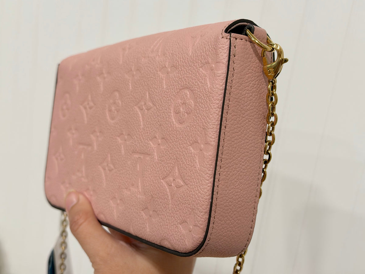 Louis Vuitton Felicie Pochette Empreinte Rose Poudre with Inserts