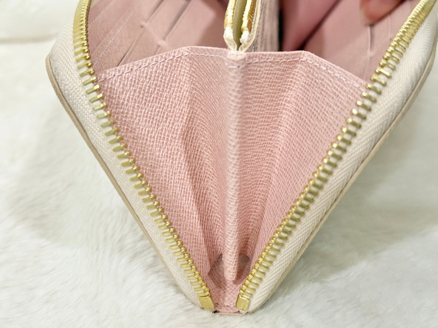 Louis Vuitton Clemence Damier Azur Rose Ballerine Wallet