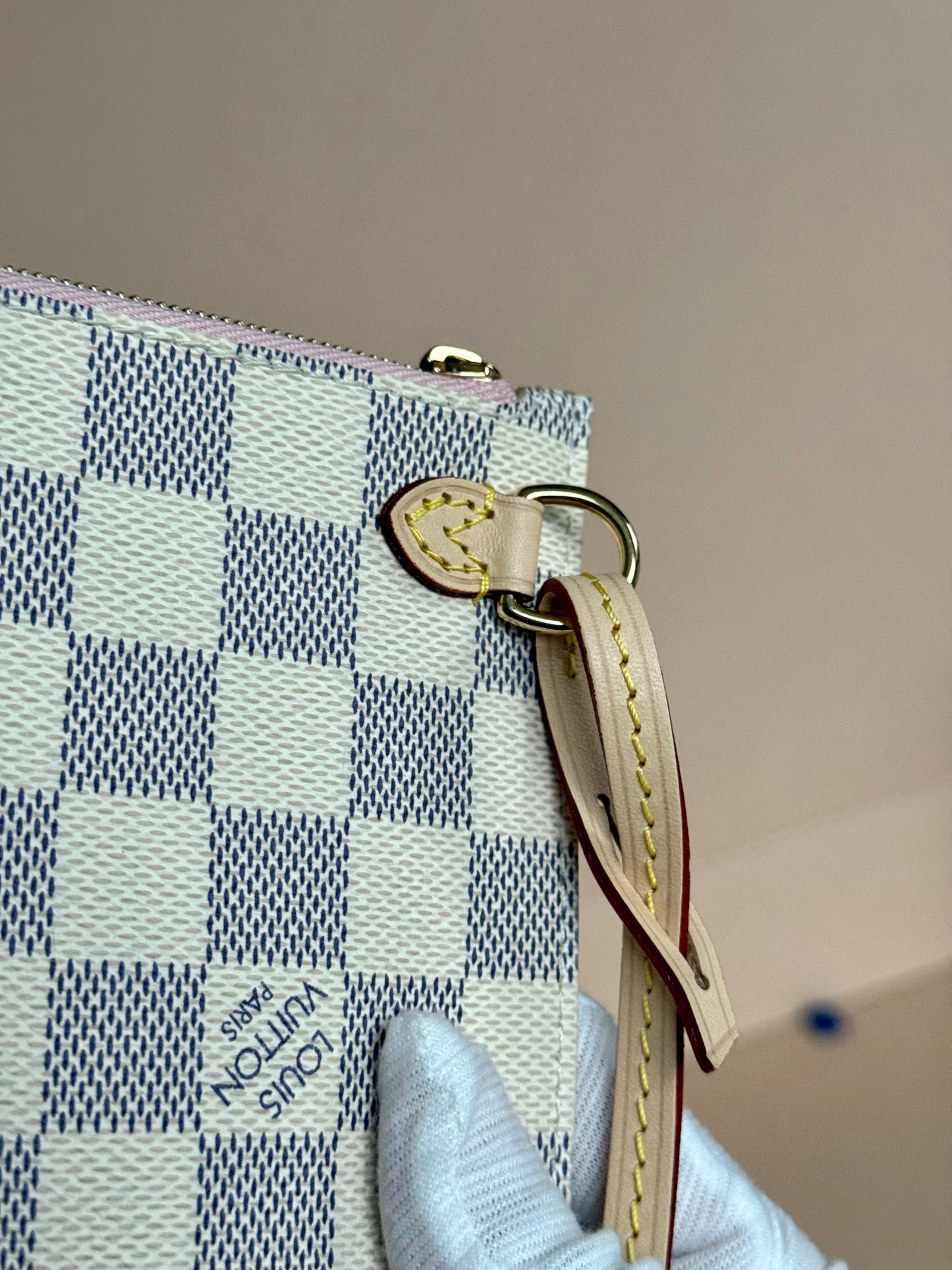 Louis Vuitton Neverfull MM/GM Damier Azur Rose Ballerine Pouch