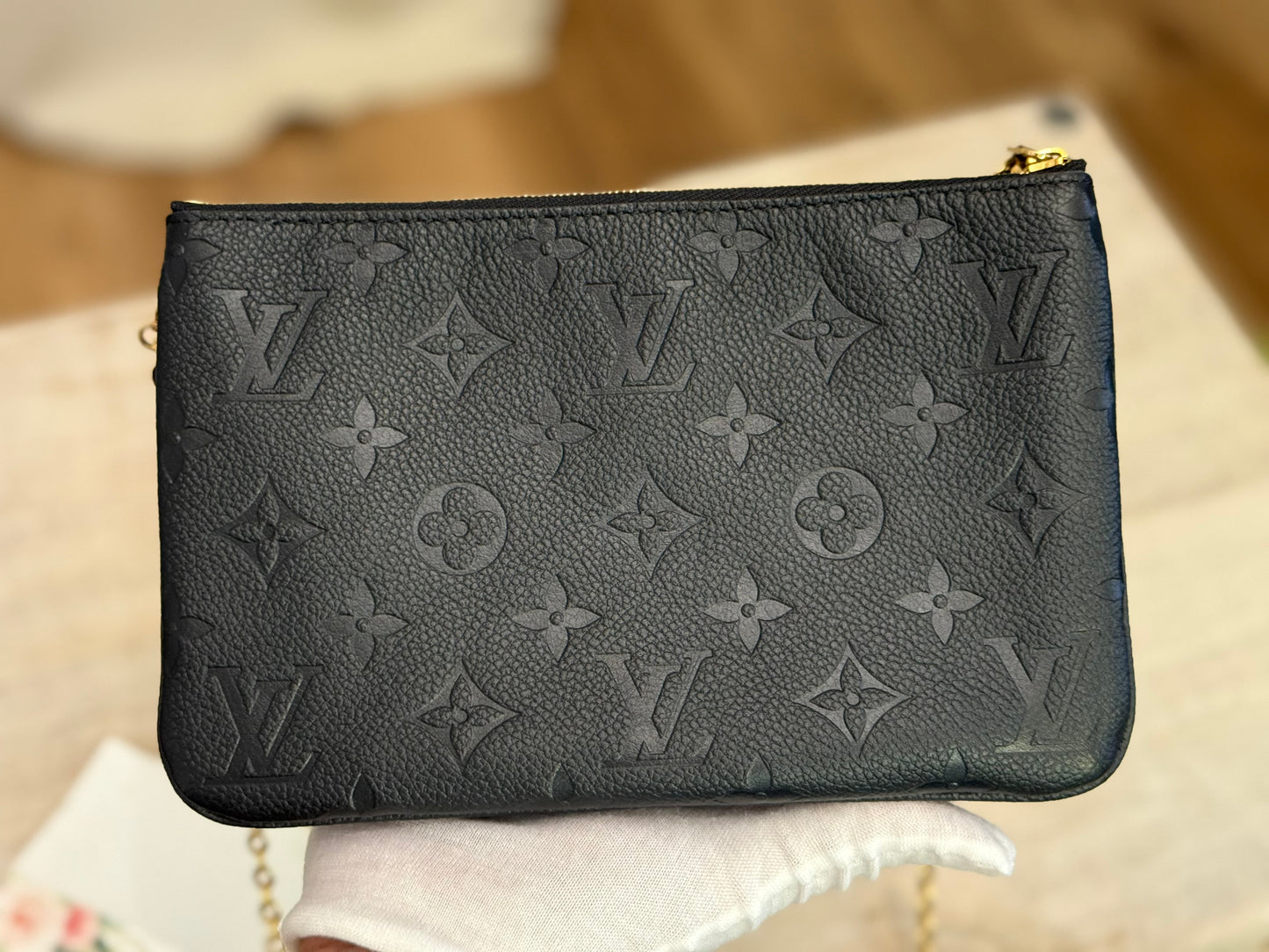 Louis Vuitton Double Zip Pochette Black Empreinte