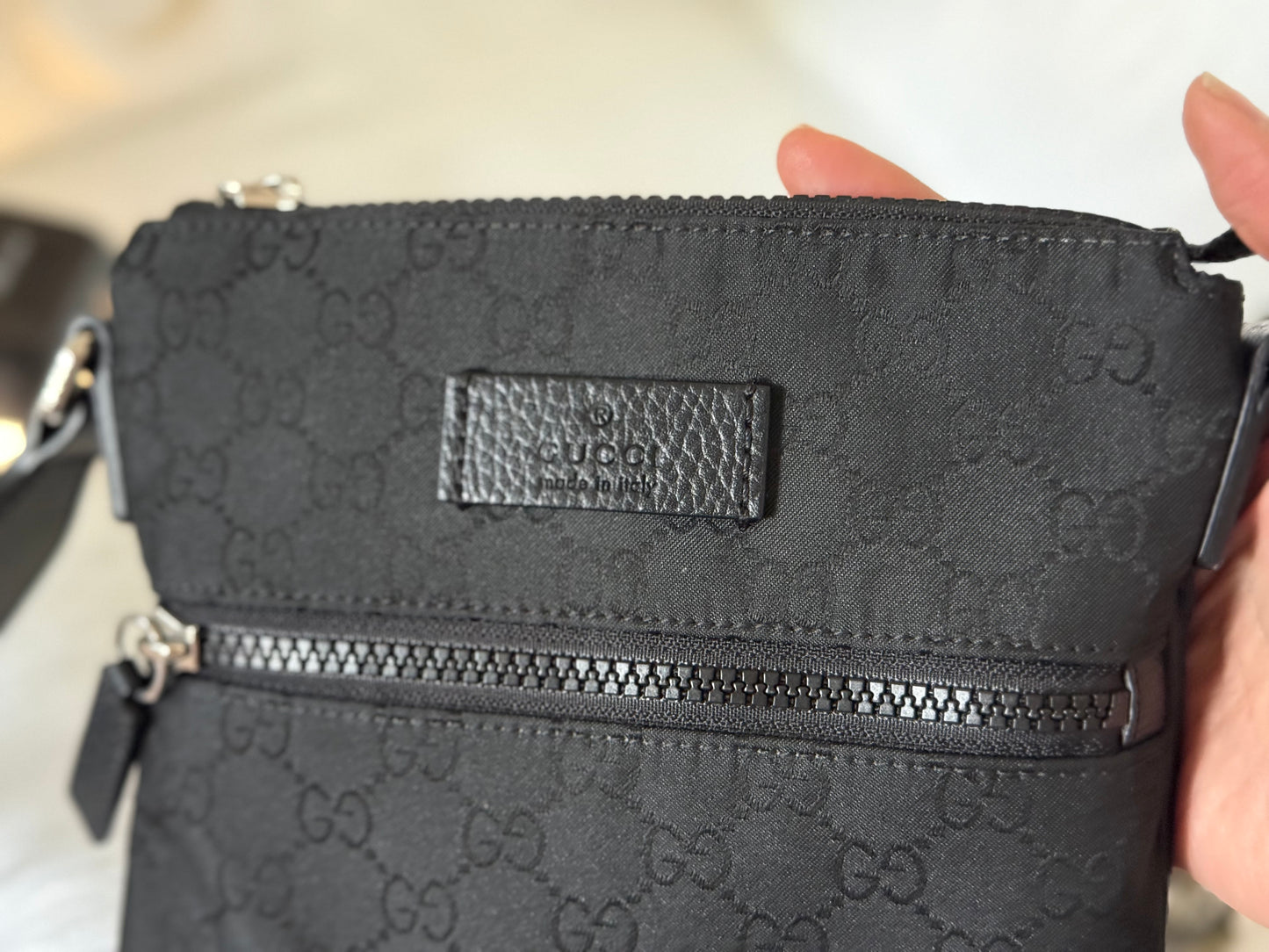 Gucci Nylon GG Canvas Messenger Bag Black 449183