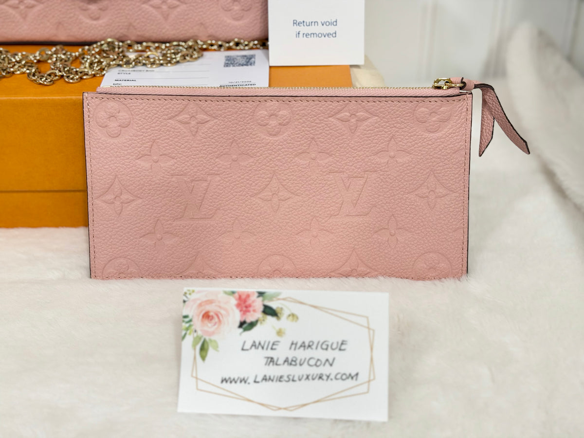 Louis Vuitton Felicie Pochette Empreinte Rose Poudre with Inserts