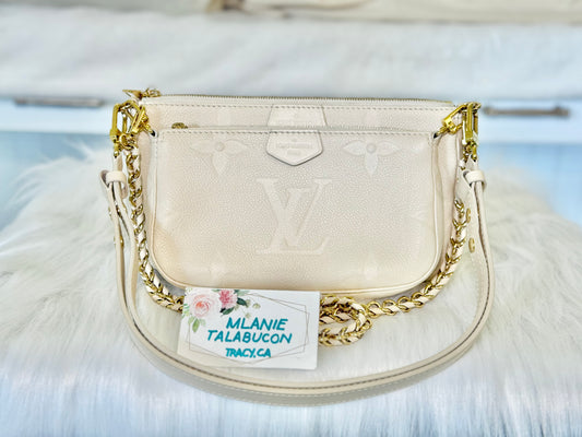 BUNDLE: Louis Vuitton Multipochette Empreinte Cream and Victorine Empreinte Bicolor Dove/Creme