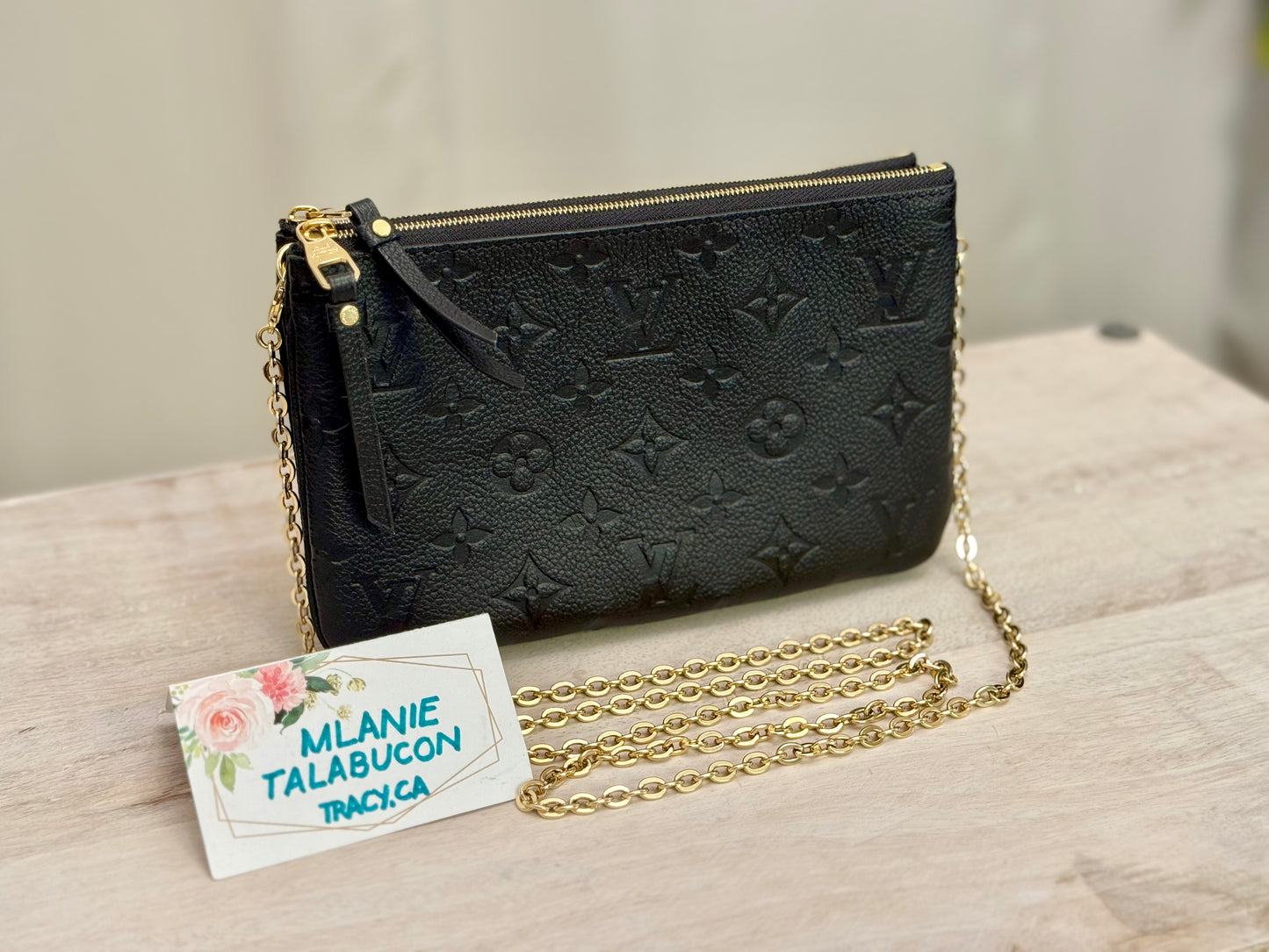 Louis Vuitton Double Zip Pochette Black Empreinte