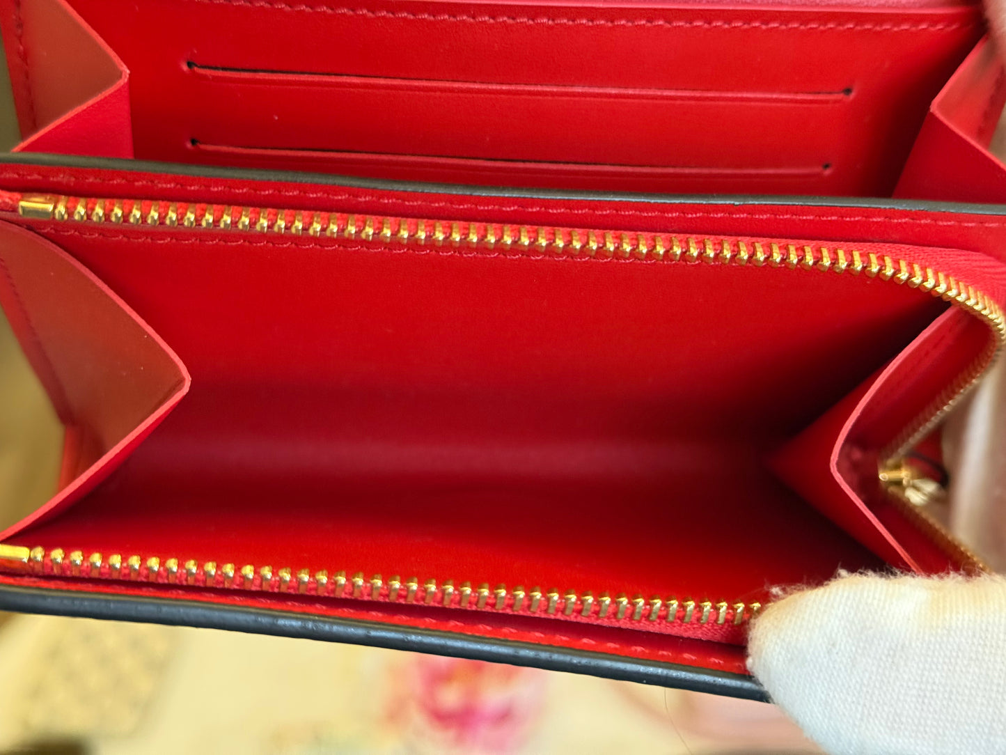 Louis Vuitton Flore Small/Compact Mono with Red Leather Wallet