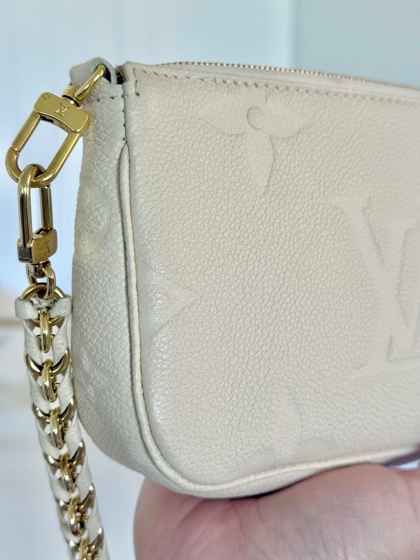 Louis Vuitton Small Pochette Giant Empreinte Cream from MPA