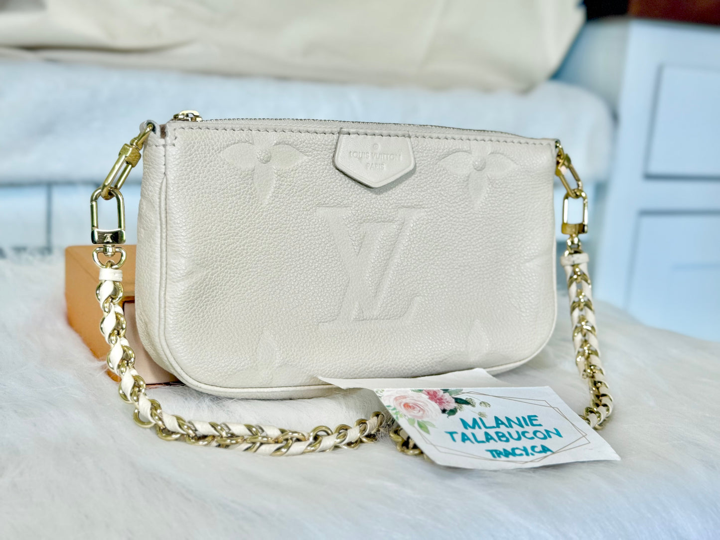 Louis Vuitton Small Pochette Giant Empreinte Cream from MPA