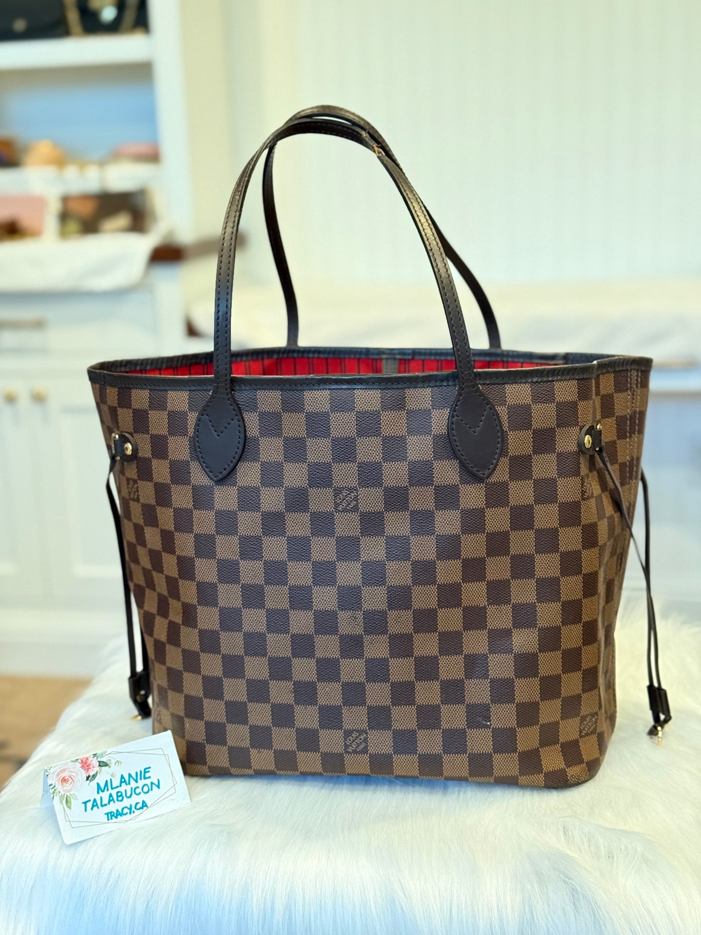 Louis Vuitton Neverfull MM Damier Ebene Cerise