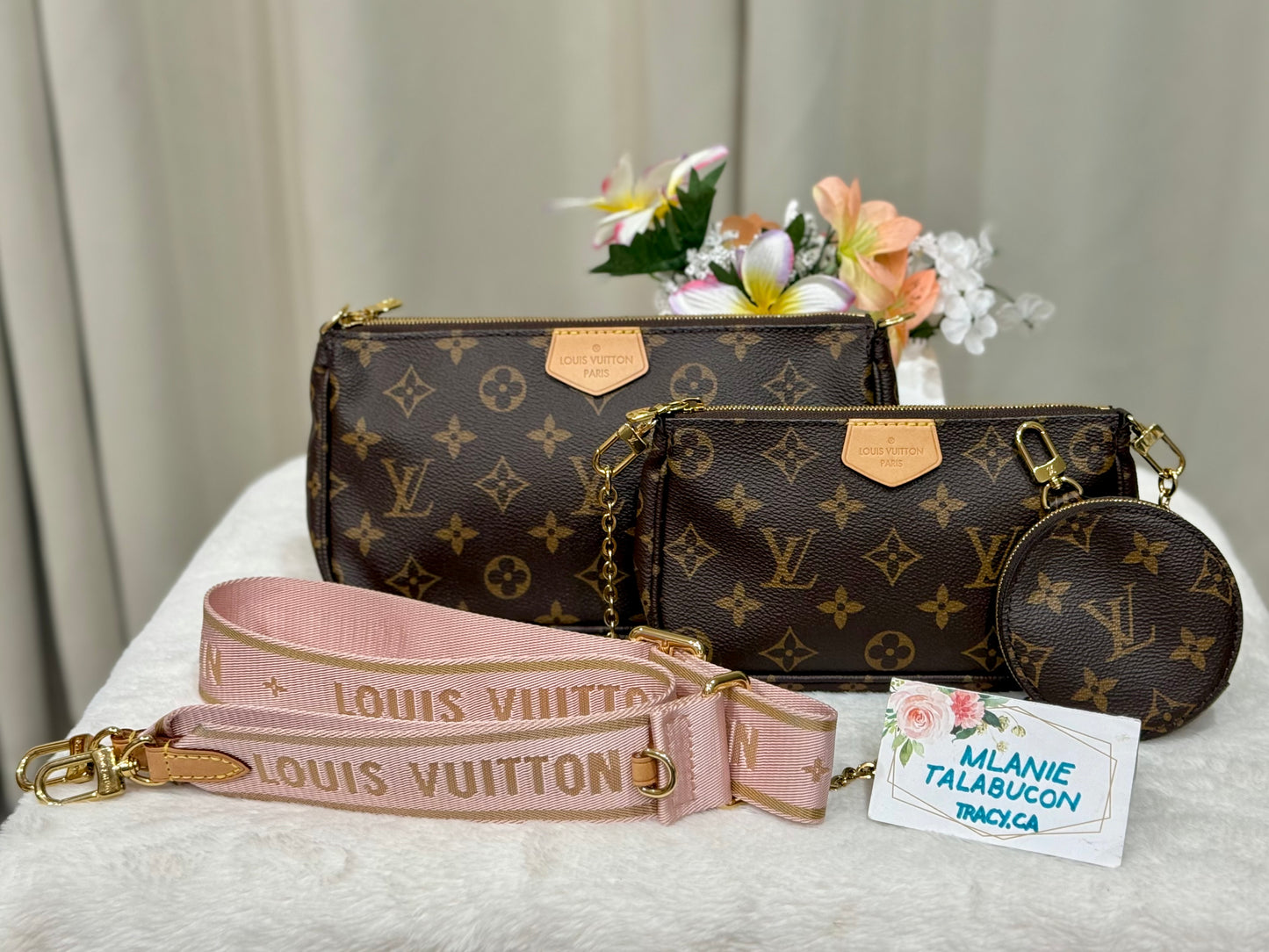 Louis Vuitton Multi Pochette Accessoires with Light Pink Strap